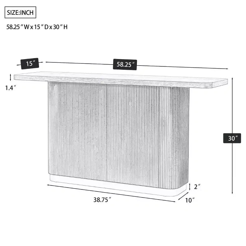Tavolo Consolle da Ingresso, Tavolo da Corridoio Moderno, Base Scanalata con Accento Metallico, Marrone - ModernLuxe