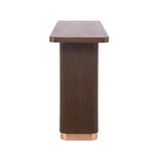 Tavolo Consolle da Ingresso, Tavolo da Corridoio Moderno, Base Scanalata con Accento Metallico, Marrone - ModernLuxe
