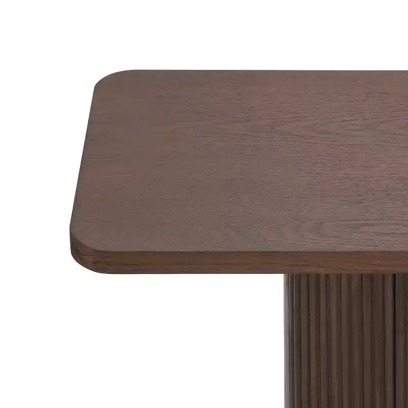 Tavolo Consolle da Ingresso, Tavolo da Corridoio Moderno, Base Scanalata con Accento Metallico, Marrone - ModernLuxe