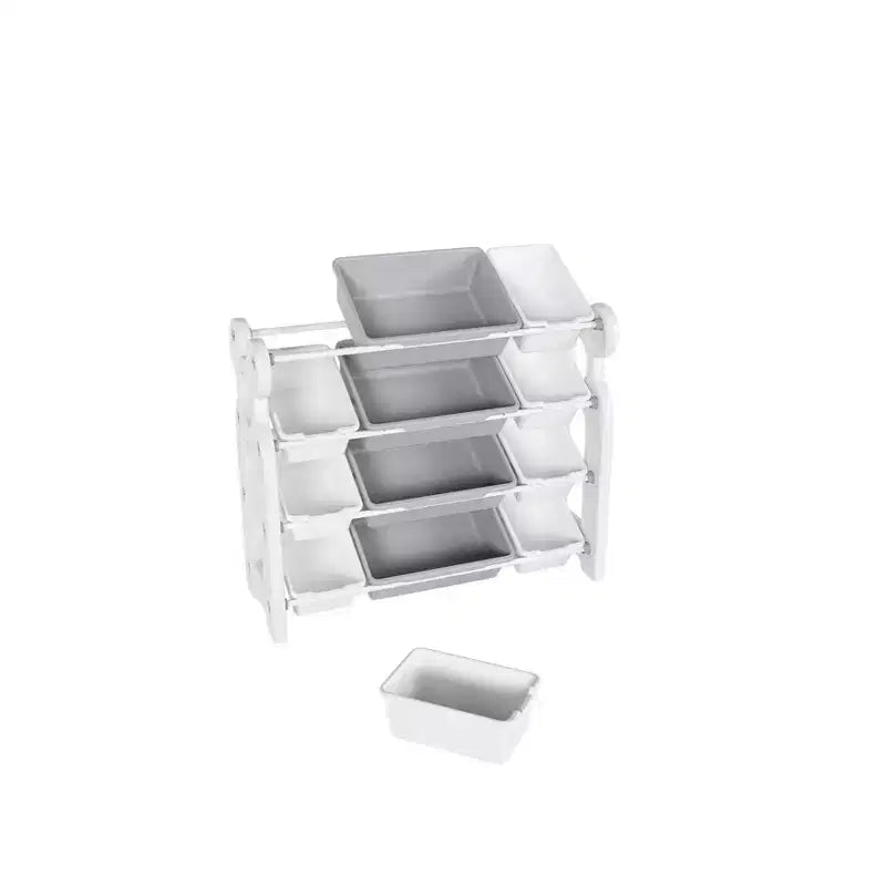 MAYEERTY Organizer portaoggetti per giocattoli per bambini, libreria a 2 ripiani 12 contenitori per giocattoli, sala giochi camera da letto camera dei bambini aula
