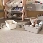 MAYEERTY Organizer portaoggetti per giocattoli per bambini, libreria a 2 ripiani 12 contenitori per giocattoli, sala giochi camera da letto camera dei bambini aula