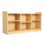 Scaffale Montessori, Organizzatore Giocattoli e Libri a 6 Scomparti con Divisori Regolabili, Libreria per Bambini con Finitura Naturale per Sale Giochi e Aule Scolastiche