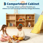 Scaffale Montessori, Organizzatore Giocattoli e Libri a 6 Scomparti con Divisori Regolabili, Libreria per Bambini con Finitura Naturale per Sale Giochi e Aule Scolastiche