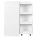 Libreria scorrevole a 3 ante JVNOXK, libreria a 3 ripiani con ruote per ufficio o camera da letto, design a scomparsa - bianca