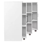 Libreria scorrevole a 3 ante JVNOXK, libreria a 3 ripiani con ruote per ufficio o camera da letto, design a scomparsa - bianca