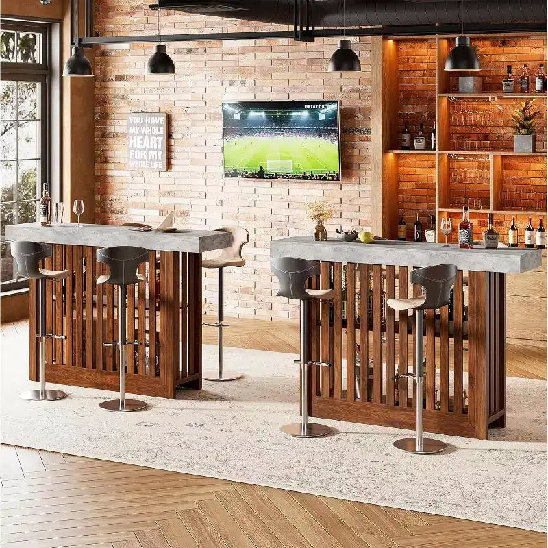 Tavolo da Bar Lungo 63 - Tavolo da Pub Altezza Bancone con 2 Ripiani Portaoggetti, Mobile Moderno da Bar per Colazione per Sala da Pranzo, Bistrot, Soggiorno