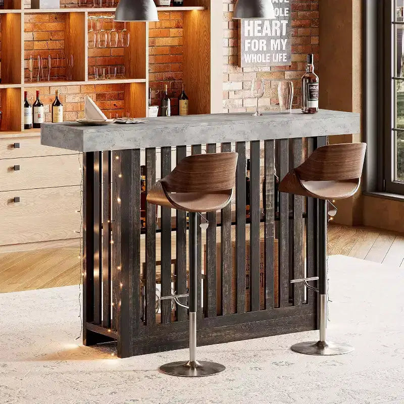 Tavolo da Bar Lungo 63 - Tavolo da Pub Altezza Bancone con 2 Ripiani Portaoggetti, Mobile Moderno da Bar per Colazione per Sala da Pranzo, Bistrot, Soggiorno