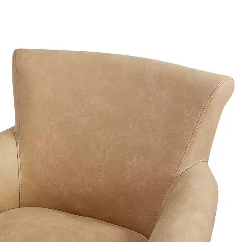 TUYOHW Poltrona Girevole in Similpelle, Poltrona con Schienale Curvo con Base Girevole in Metallo, Cuscino di Seduta Rimovibile, Sedia Lounge Divano per Soggiorno