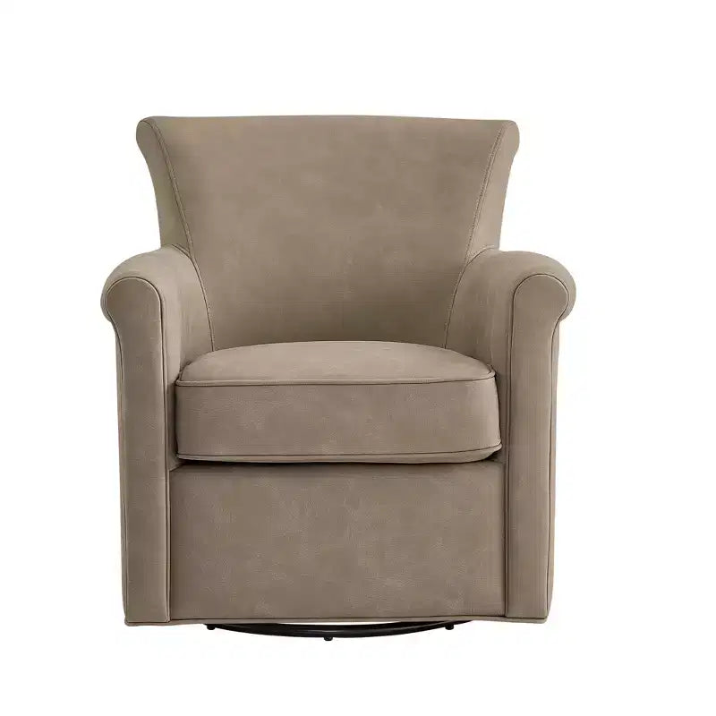 TUYOHW Poltrona Girevole in Similpelle, Poltrona con Schienale Curvo con Base Girevole in Metallo, Cuscino di Seduta Rimovibile, Sedia Lounge Divano per Soggiorno