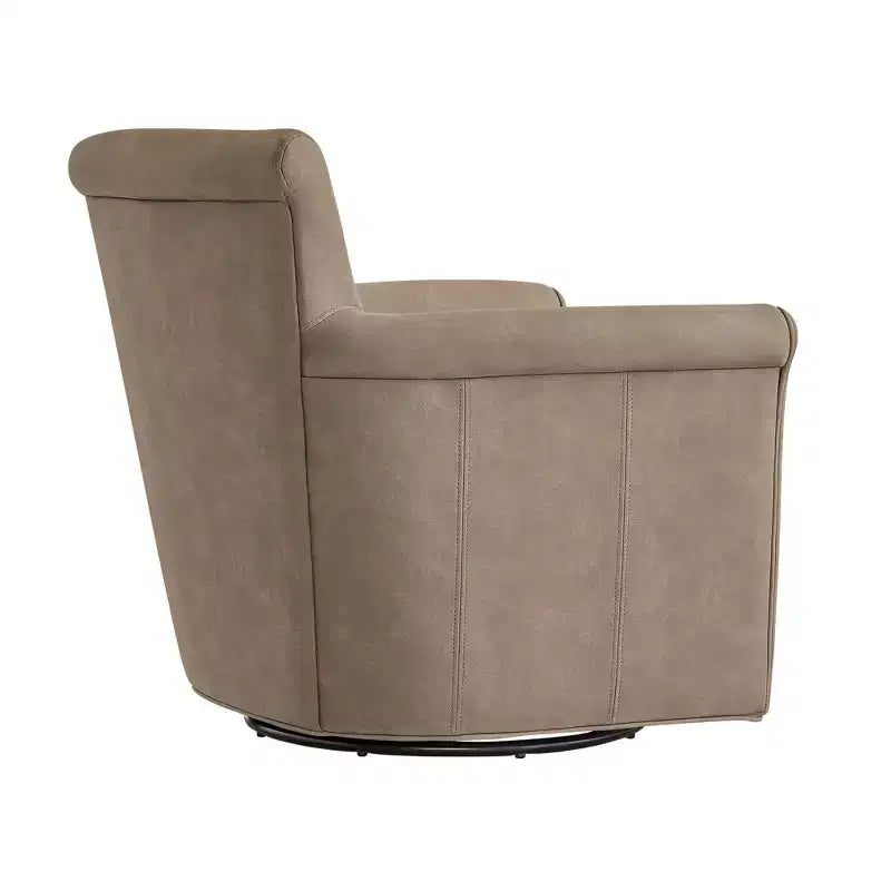 TUYOHW Poltrona Girevole in Similpelle, Poltrona con Schienale Curvo con Base Girevole in Metallo, Cuscino di Seduta Rimovibile, Sedia Lounge Divano per Soggiorno