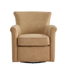 TUYOHW Poltrona Girevole in Similpelle, Poltrona con Schienale Curvo con Base Girevole in Metallo, Cuscino di Seduta Rimovibile, Sedia Lounge Divano per Soggiorno