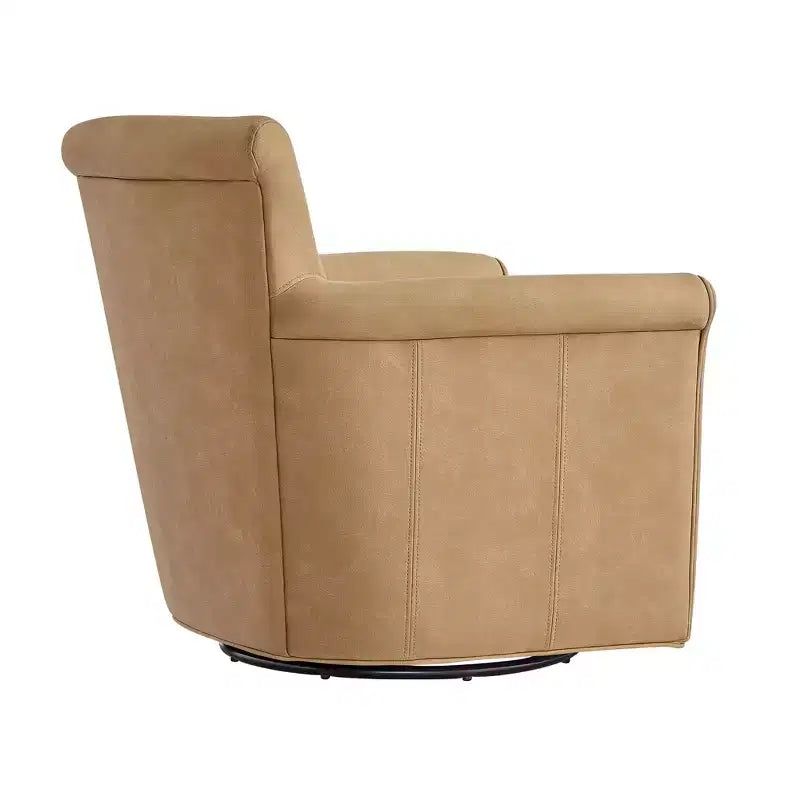 TUYOHW Poltrona Girevole in Similpelle, Poltrona con Schienale Curvo con Base Girevole in Metallo, Cuscino di Seduta Rimovibile, Sedia Lounge Divano per Soggiorno