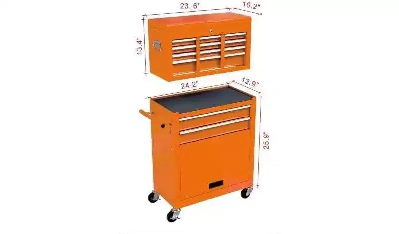 Cassettiera portautensili a 8 cassetti con ruote - Arancione, ruote ad alta capacità, per officina/magazzino