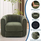 COZONY Poltrona Girevole a 360°, Poltrona Accent Teddy in Pile in Stile Mid-Century con Comfort Simile a Nuvola, Poltrona Imbottita Rotonda per Soggiorno