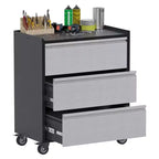 Garvee Rolling Tool Box, 3 Drawers Metal Storage Box for Garage, Warehouse, Black/Gray