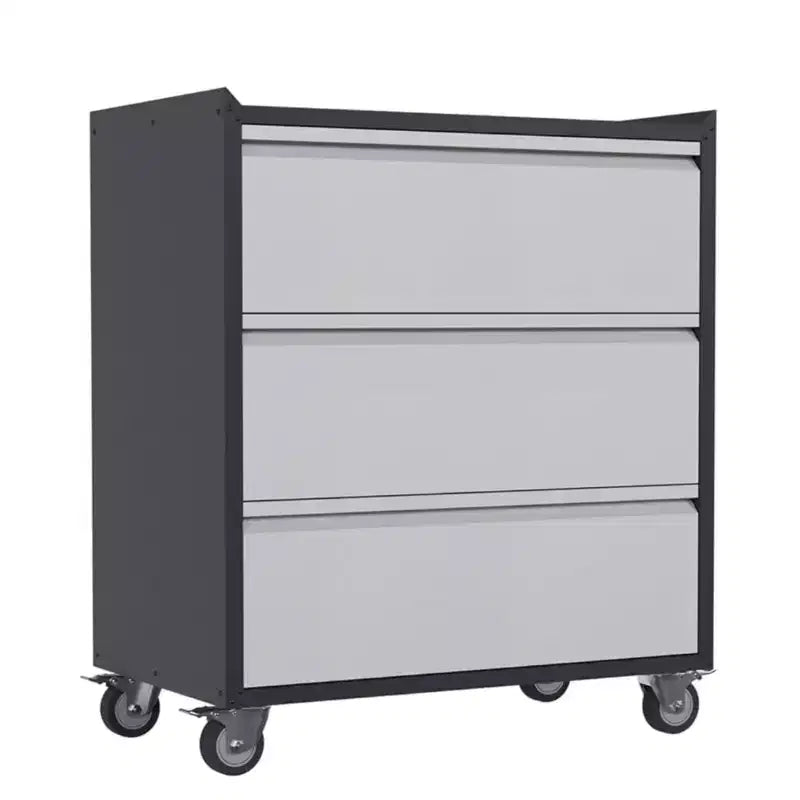 Garvee Carrello Portautensili con Ruote, Cassettiera Metallica a 3 Cassetti per Garage, Magazzino, Nero/Grigio