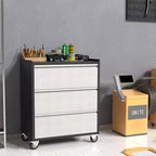 Garvee Carrello Portautensili con Ruote, Cassettiera Metallica a 3 Cassetti per Garage, Magazzino, Nero/Grigio