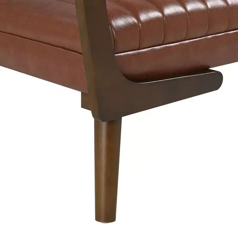 TUYOHW 52 Panca moderna, panca portaoggetti imbottita con canali e gambe in legno di noce, poggiapiedi in similpelle per soggiorno, camera da letto, ingresso