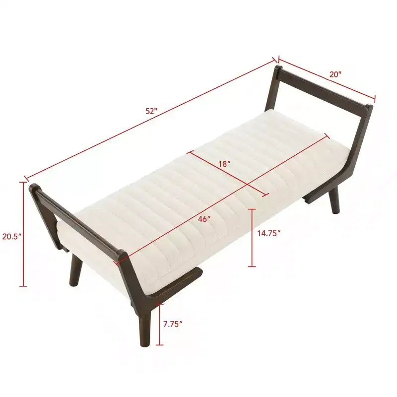 TUYOHW 52 Panca moderna, panca portaoggetti imbottita con canali e gambe in legno di noce, poggiapiedi in similpelle per soggiorno, camera da letto, ingresso