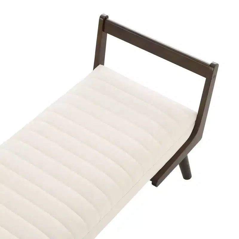 TUYOHW 52 Panca moderna, panca portaoggetti imbottita con canali e gambe in legno di noce, poggiapiedi in similpelle per soggiorno, camera da letto, ingresso