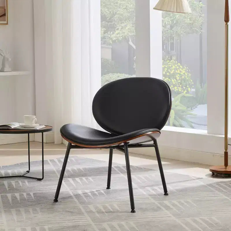 TUYOHW Elegante sedia da pranzo Shell, set da 1, sedia laterale in tessuto morbido con robuste gambe in metallo, sedia accentata moderna di metà secolo con schienale con finitura noce