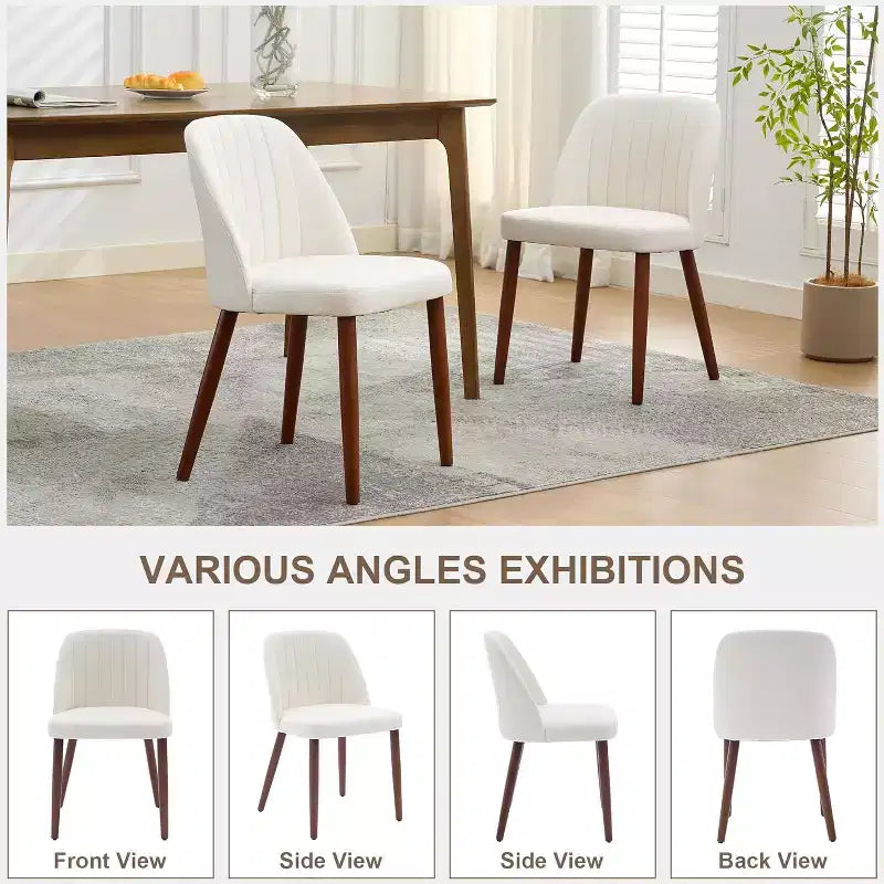 2Pcs Modern Wooden Accent Dining Chairs, Upholstered Armless Chairs with Padded Seat and Sturdy Wood Legs for Kitchen, Dining Room, Restaurant