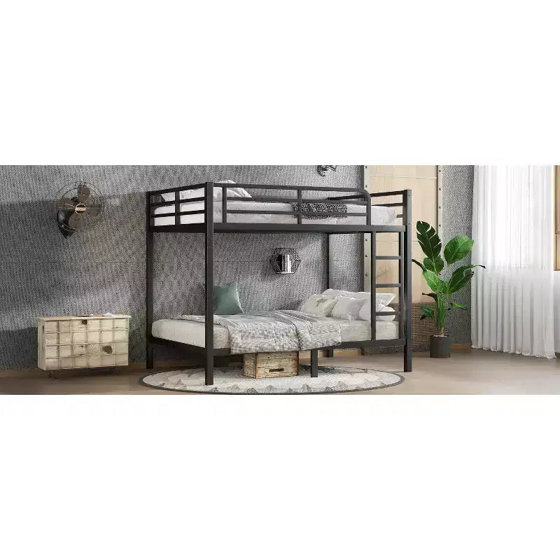Bellemave Letto a castello in metallo da una piazza e mezza per ragazzi e adulti, struttura robusta e silenziosa, salvaspazio con contenitore sotto il letto, nero e bianco