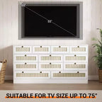 COZONY Cassettiera in legno a 12 cassetti per camera da letto, Comò in legno largo 61", Cassettiera moderna e porta TV per TV da 65" per soggiorno o corridoio