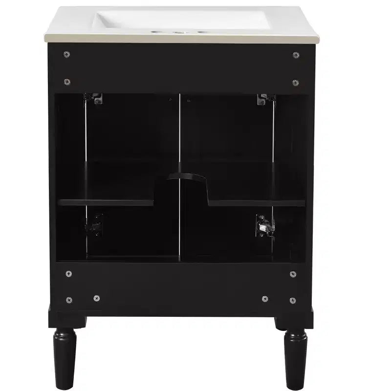 Mobile bagno da 60 cm con lavabo, armadietto da bagno con 2 ripiani, mobile da bagno in legno autoportante