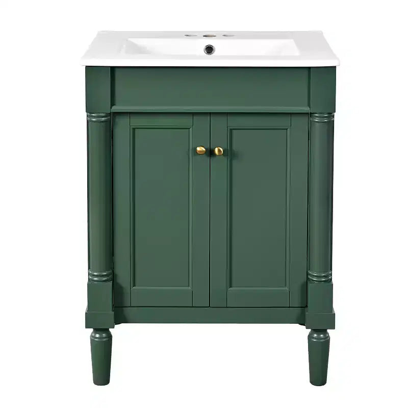 Mobile bagno da 60 cm con lavabo, armadietto da bagno con 2 ripiani, mobile da bagno in legno autoportante