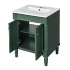 Mobile bagno da 60 cm con lavabo, armadietto da bagno con 2 ripiani, mobile da bagno in legno autoportante