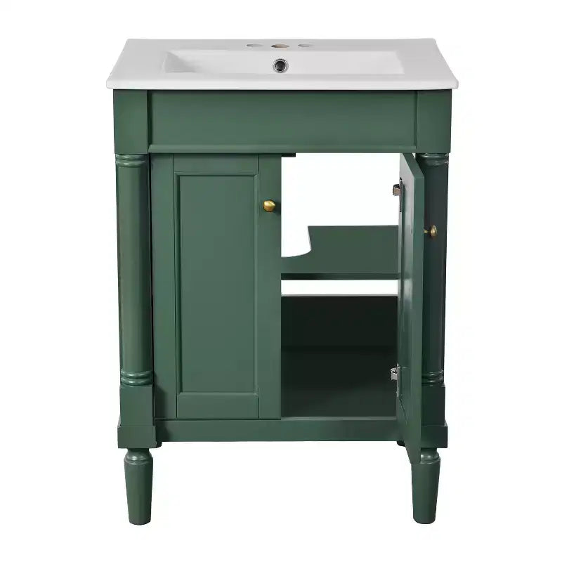 Mobile bagno da 60 cm con lavabo, armadietto da bagno con 2 ripiani, mobile da bagno in legno autoportante
