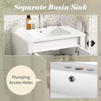 Mobile bagno da 60 cm con lavabo, armadietto da bagno con 2 ripiani, mobile da bagno in legno autoportante