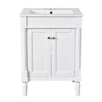 Mobile bagno da 60 cm con lavabo, armadietto da bagno con 2 ripiani, mobile da bagno in legno autoportante