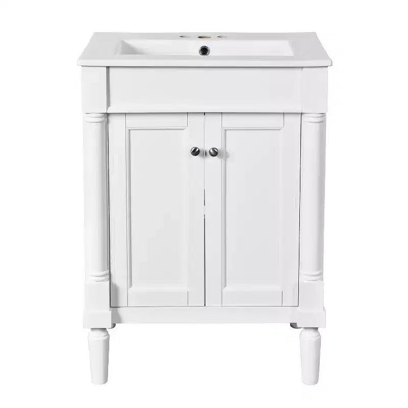 Mobile bagno da 60 cm con lavabo, armadietto da bagno con 2 ripiani, mobile da bagno in legno autoportante