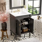 Mobile bagno da 60 cm con lavabo, armadietto da bagno con 2 ripiani, mobile da bagno in legno autoportante