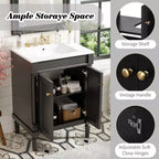 Mobile bagno da 60 cm con lavabo, armadietto da bagno con 2 ripiani, mobile da bagno in legno autoportante