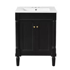 Mobile bagno da 60 cm con lavabo, armadietto da bagno con 2 ripiani, mobile da bagno in legno autoportante