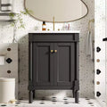 24 Small Bathroom Vanity with Sink, Bathroom Storage Cabinet with 2-Tier Shelves, Wood Bathroom Cabinets Freestanding