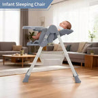 Seggiolone Pappa Pieghevole per Bambini con Imbracatura a 5 Punti - Altezza Regolabile, Vassoio Rimovibile e Ruote Bloccabili, Seggiolone Portatile in Pelle PU (Grigio Scuro)