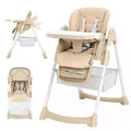 Foldable Baby High Chair with 5-Point Harness - Adjustable Height, Removable Tray & Locking Wheels, PU Leather Portable Highchair (Dark Grey)