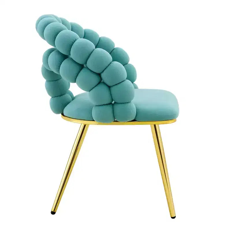 Set di 4 sedie da pranzo moderne in velluto con schienale scultoreo a bolla e gambe in metallo dorato, sedie imbottite per sala da pranzo, salotto - Panipeachy