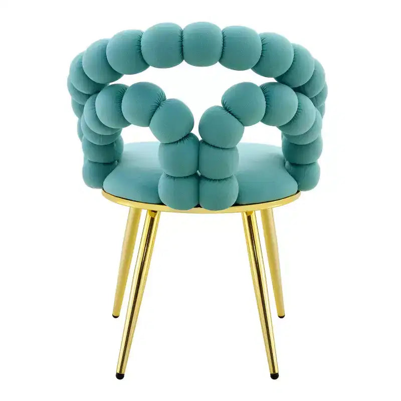 Set di 4 sedie da pranzo moderne in velluto con schienale scultoreo a bolla e gambe in metallo dorato, sedie imbottite per sala da pranzo, salotto - Panipeachy
