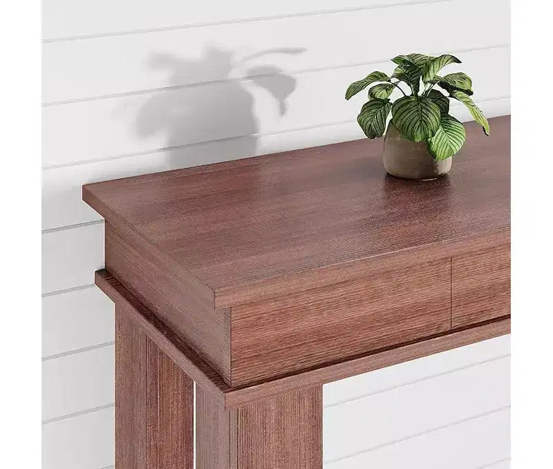 Consolle con 2 Cassetti e Ripiano Aperto, Tavolo da Divano Lungo 54 Pollici in Stile Industriale, con Ripiano Contenitore