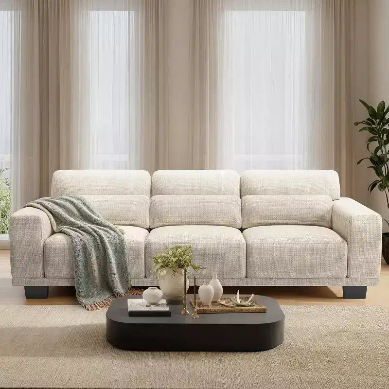 89 inch living room sofa, 3-seater sofa with wide armrests and deep seats, comfortable 3-layer sofa, sofa with detachable and washable lid