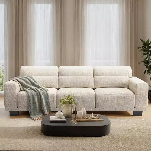 89 inch living room sofa, 3-seater sofa with wide armrests and deep seats, comfortable 3-layer sofa, sofa with detachable and washable lid