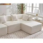 GDFStudio Arvik 140 Moderno Divano Sezionale a L a 4 Posti Rivestito in Bouclé con 4 Cuscini