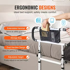 VEVOR Sponde Letto per Anziani, Sponde Letto Pieghevoli a 180° per Anziani, Sponde Laterali per Letto con Carico 450 LBS, Bastone per Letto, Bianco