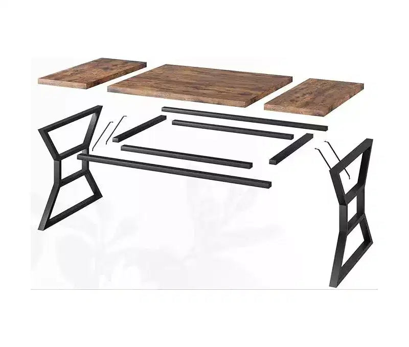 Tavolo da Pranzo Frame con Dettaglio a Vita per 6-8 Persone, Tavolo da Pranzo Rettangolare in Legno con Gambe in Metallo Resistenti, Ideale per Sala da Pranzo