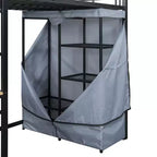 Letto a soppalco in metallo GDFStudio Meyer con scrivania, mensole, presa di corrente, luce LED e armadio